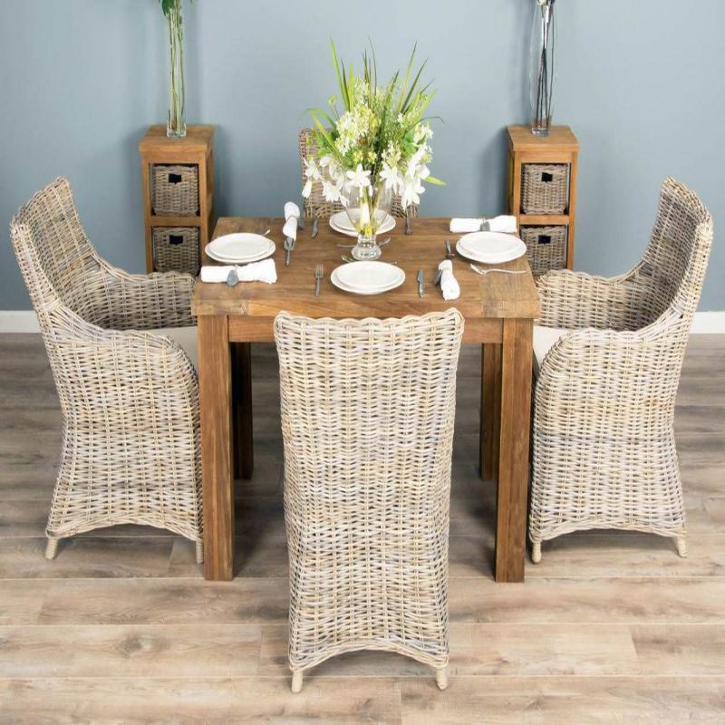 1.2m Reclaimed Teak Taplock Dining Table with 4 Donna Chairs