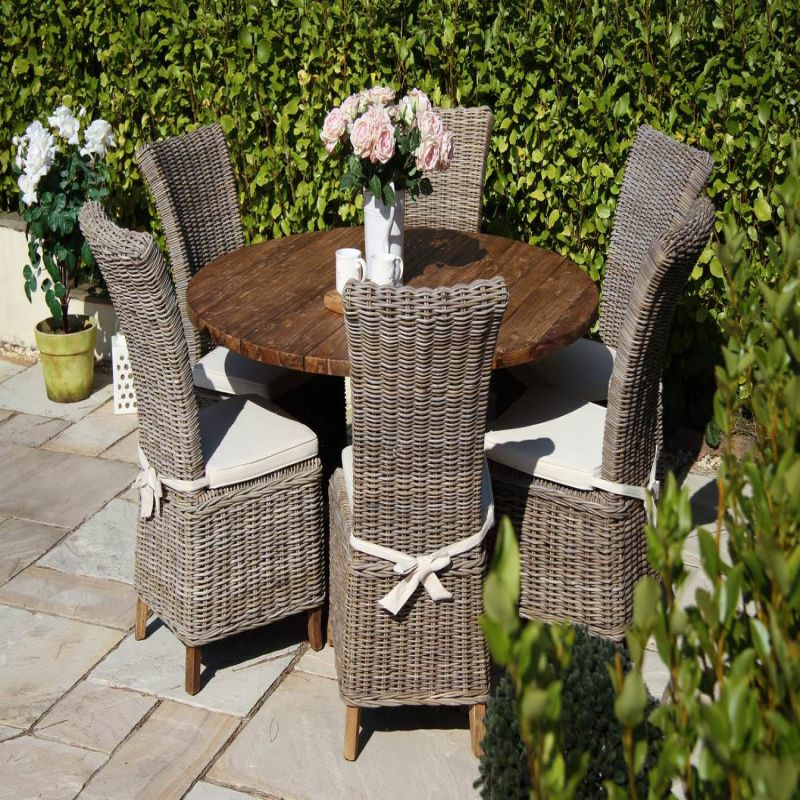 1.5m Reclaimed Teak Outdoor Open Slatted Dartmouth Table with 6 Latifa Chairs