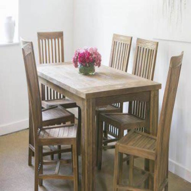 1.6m Reclaimed Teak Taplock Dining Table with 6 Santos Chairs