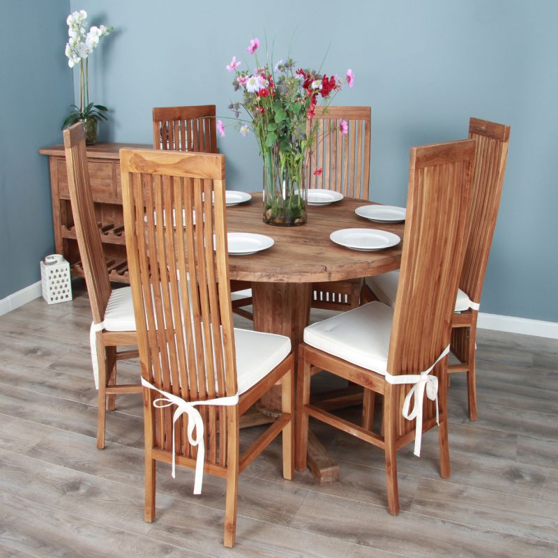 1.3m Reclaimed Teak Character Dining Table with 6 Vikka Chairs