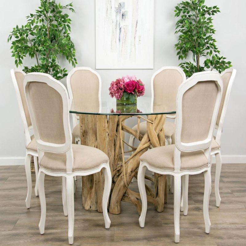 1.5m Java Root Circular Dining Table with 6 Paloma Chairs