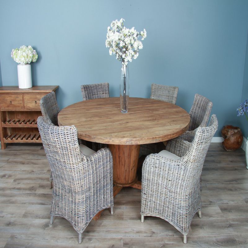 1.8m Reclaimed Teak Character Dining Table with 6 or 8 Donna Chairs
