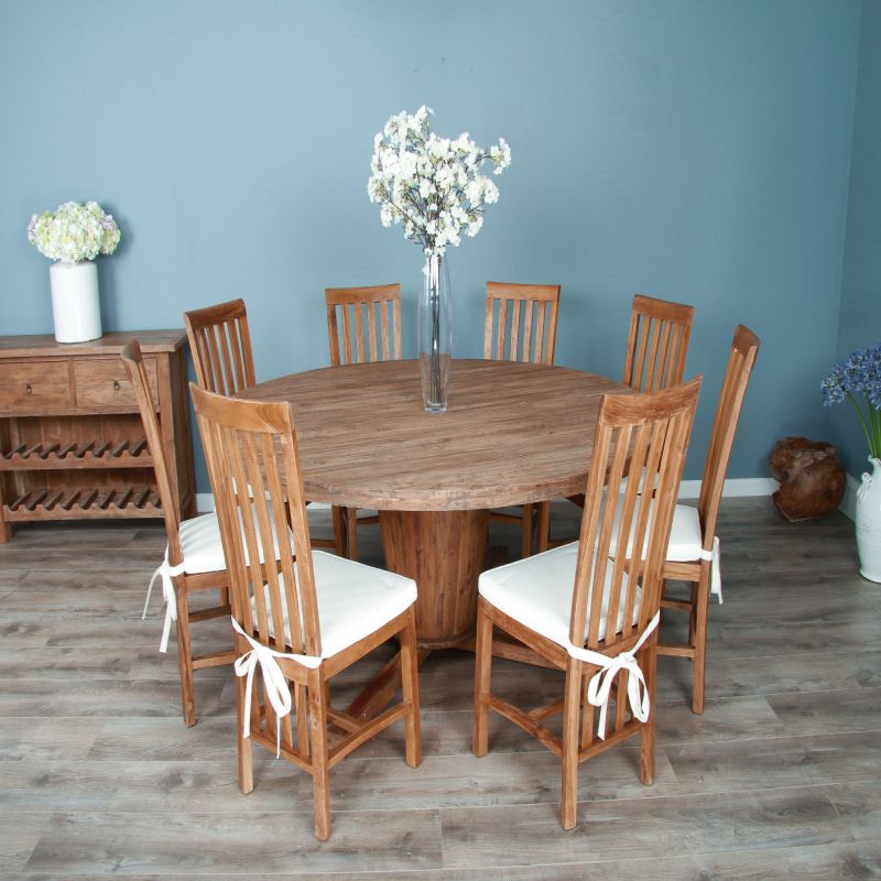 1.8m Reclaimed Teak Character Dining Table with 8 or 10 Santos Chairs