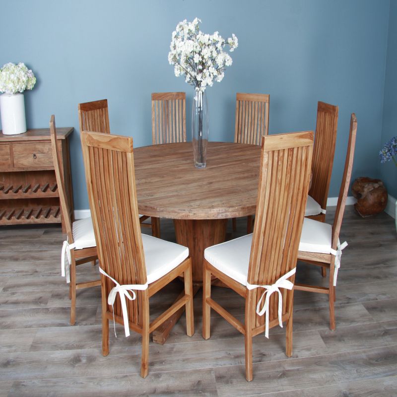 1.8m Reclaimed Teak Character Dining Table with 8 or 10 Vikka Chairs