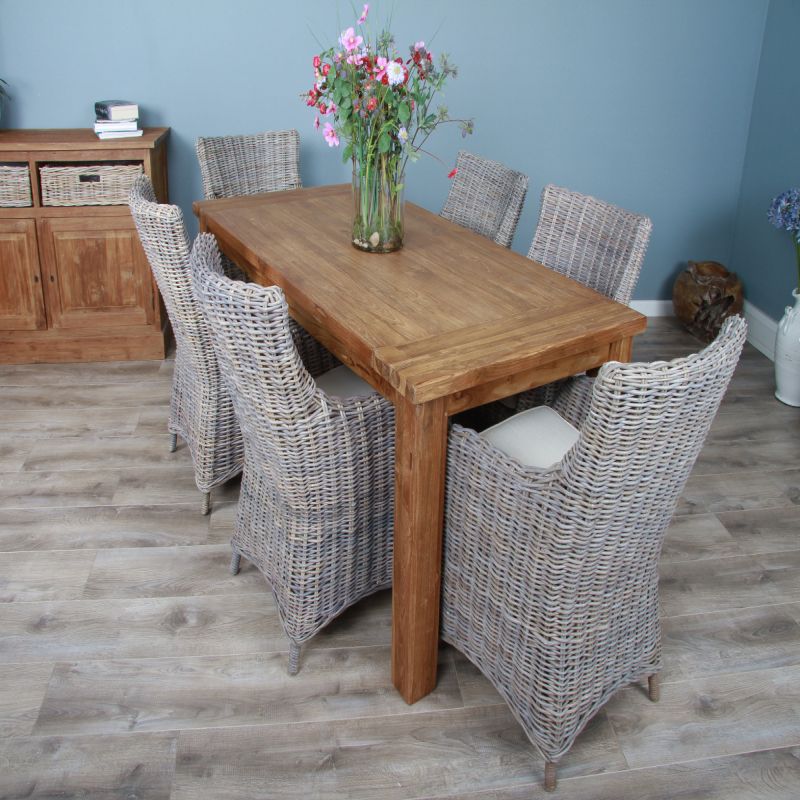 1.8m Reclaimed Teak Taplock Dining Table with 6 Donna Chairs