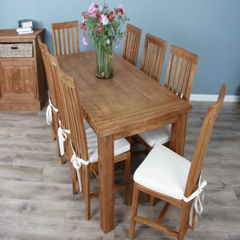 1.8m Reclaimed Teak Taplock Dining Table with 6 or 8 Santos Chairs