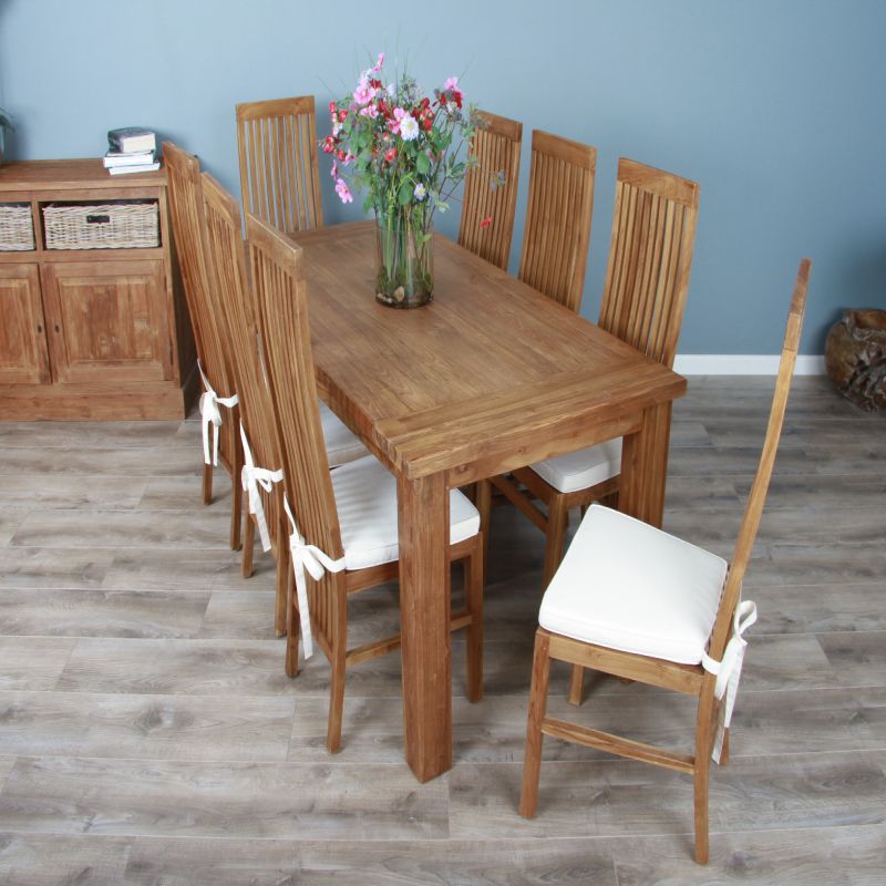 1.8m Reclaimed Teak Taplock Dining Table with 6 or 8 Vikka Chairs