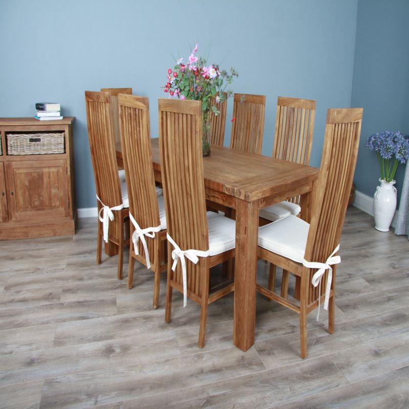 2m Reclaimed Teak Taplock Dining Table with 8 Vikka Chairs