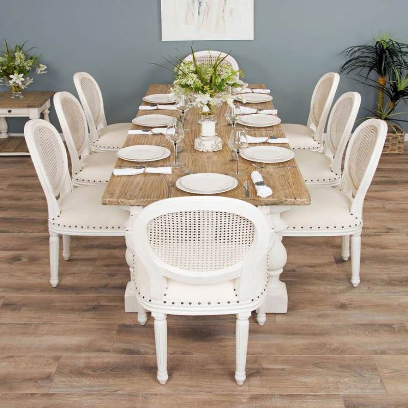 2.4m Ellena Dining Table with 6 Ellena Chairs & 2 Armchairs