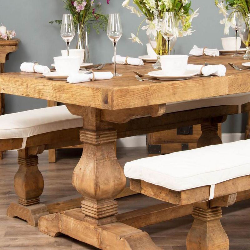 2.4m Reclaimed Elm Pedestal Dining Table - Extra Wide