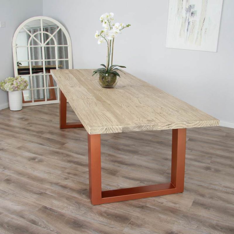 2.4m Industrial Chic Cubex Dining Table - Copper Coloured Legs