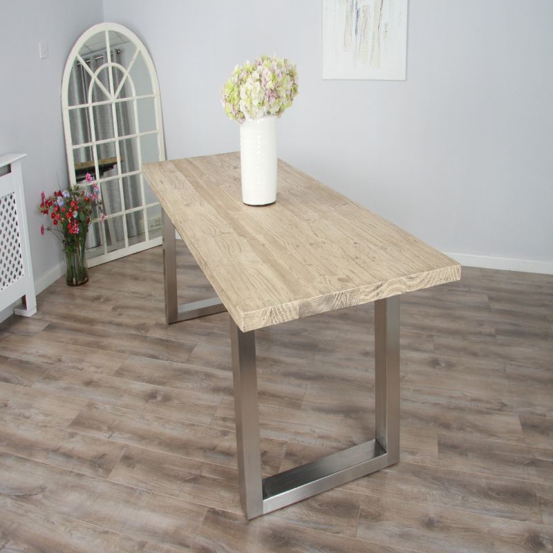 2.4m Industrial Chic Cubex Dining Table - Stainless Steel Legs