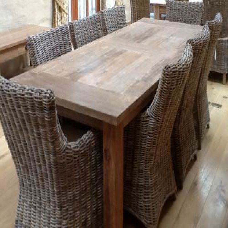 2.4m Reclaimed Teak Mexico Dining Table with 8 Donna Chairs