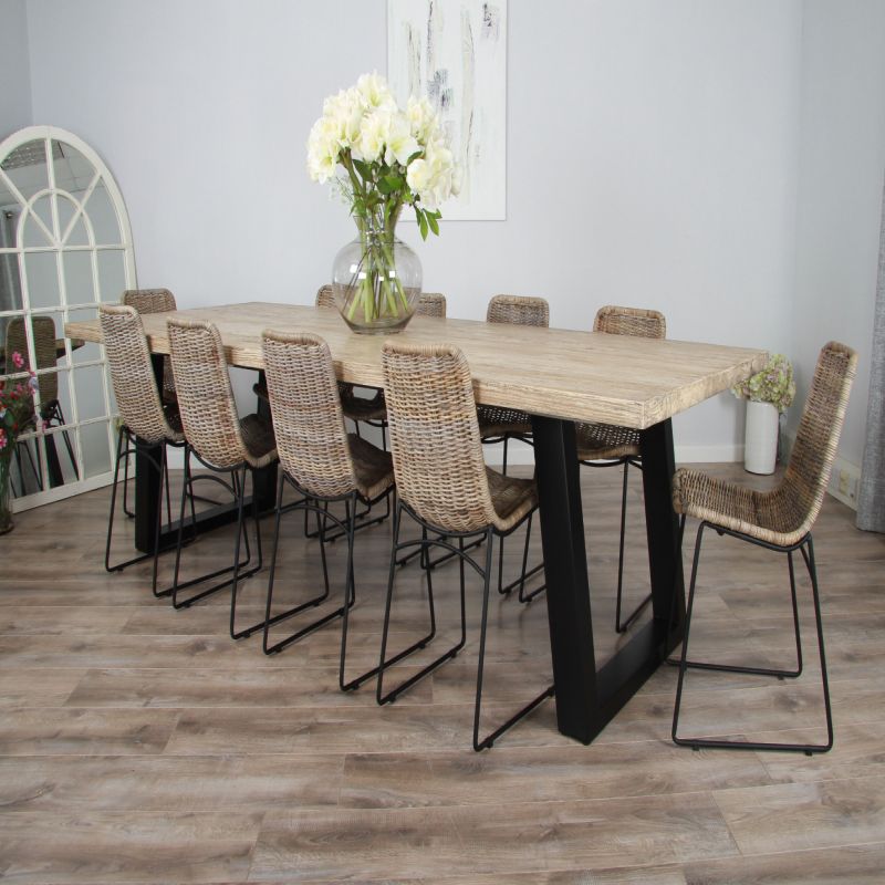 3m Industrial Chic Cubex Dining Table with Black Legs & 10 Urban Fusion Chairs
