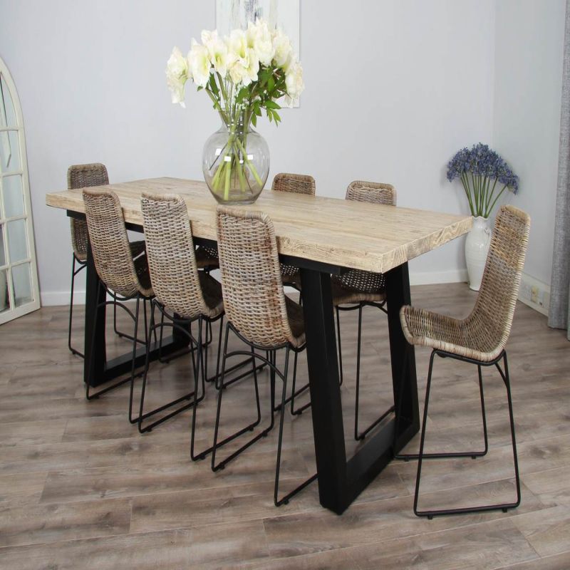 2.4m Industrial Chic Cubex Dining Table with Black Legs & 6 Urban Fusion Chairs  