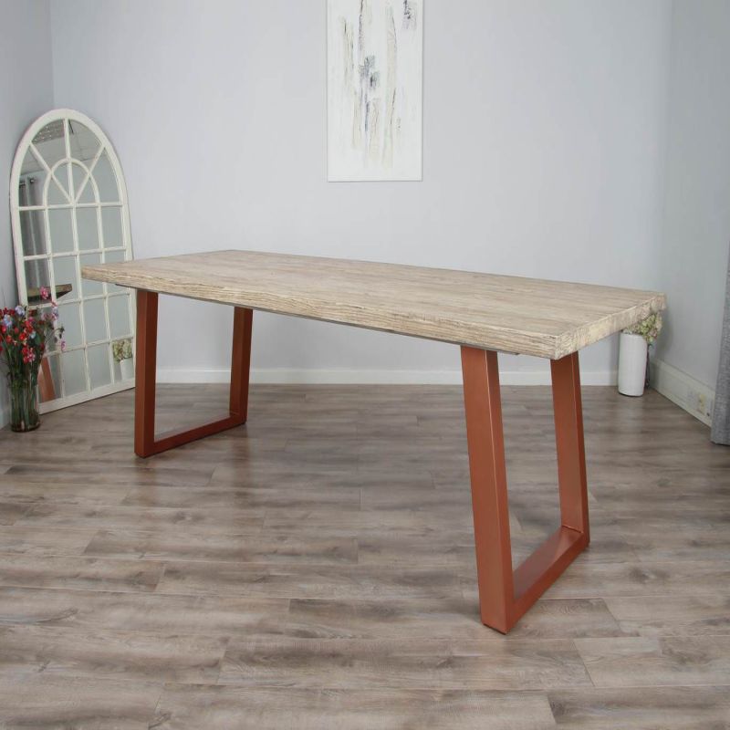 3m Industrial Chic Cubex Dining Table - Copper Coloured Legs