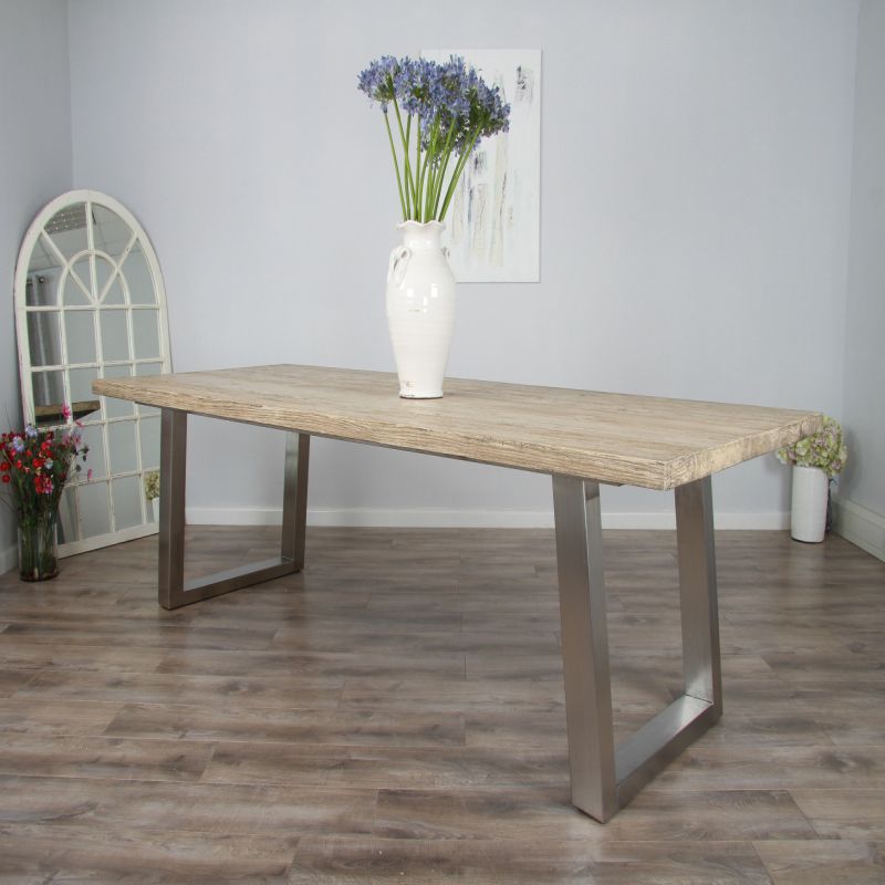 3m Industrial Chic Cubex Dining Table - Stainless Steel Legs