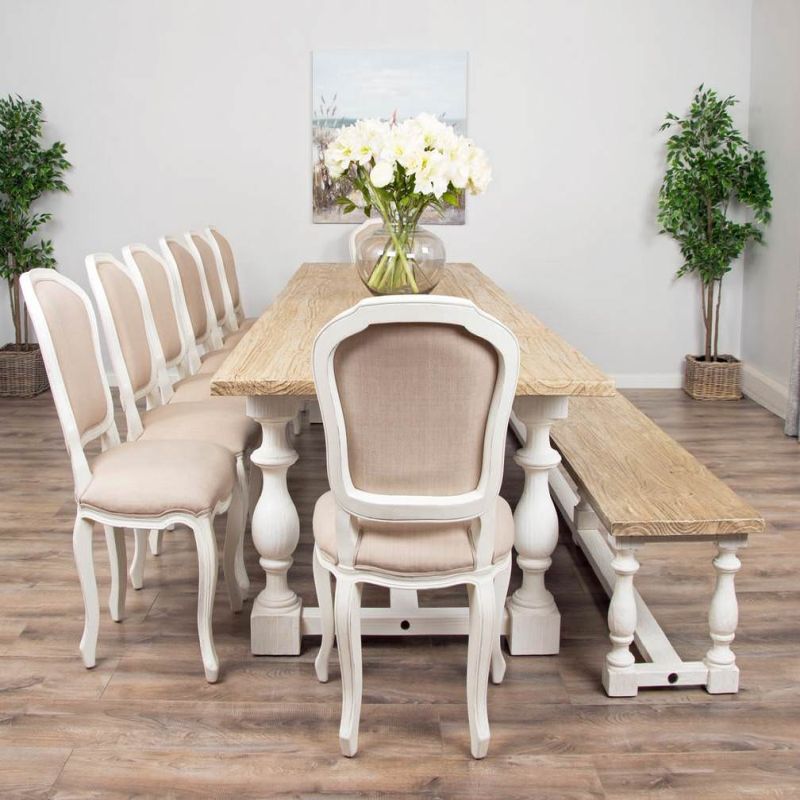 3.6m Ellena Dining Table with 8 Paloma Chairs & 1 Backless Bench