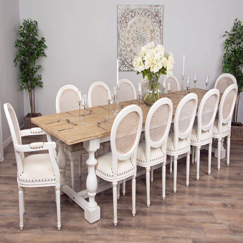 3.6m Ellena Dining Table with 10 Ellena Chairs & 2 Armchairs