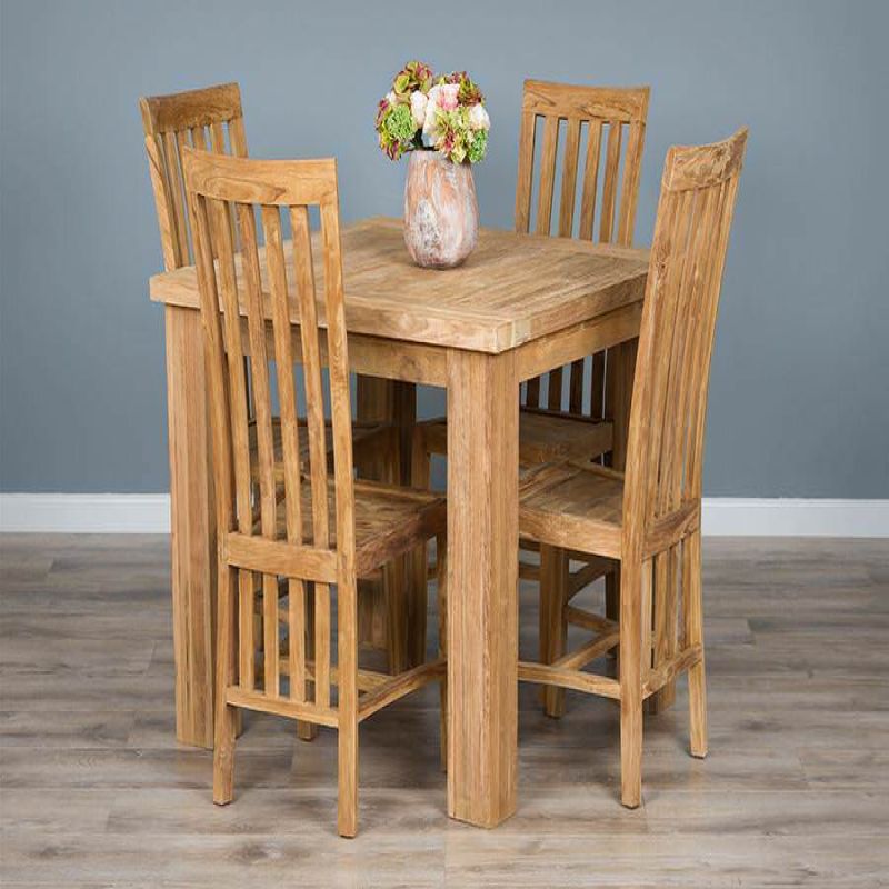 1m Reclaimed Teak Taplock Dining Table with 4 Santos Chairs