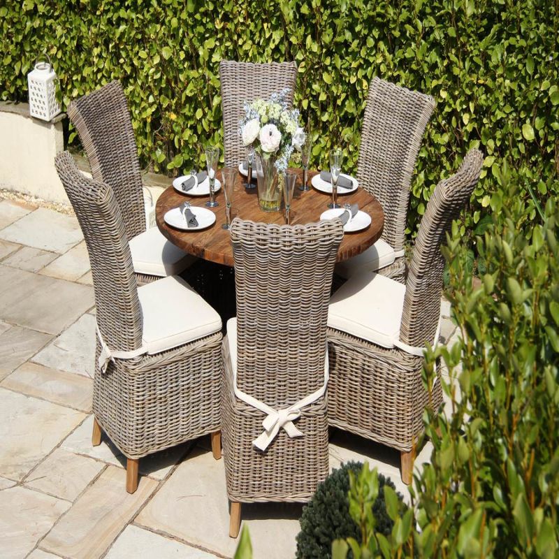 1.2m Reclaimed Teak Outdoor Open Slatted Dartmouth Table with 6 Latifa Chairs