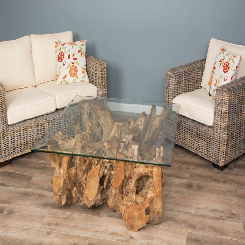 1.2m Reclaimed Teak Root Square Coffee Table