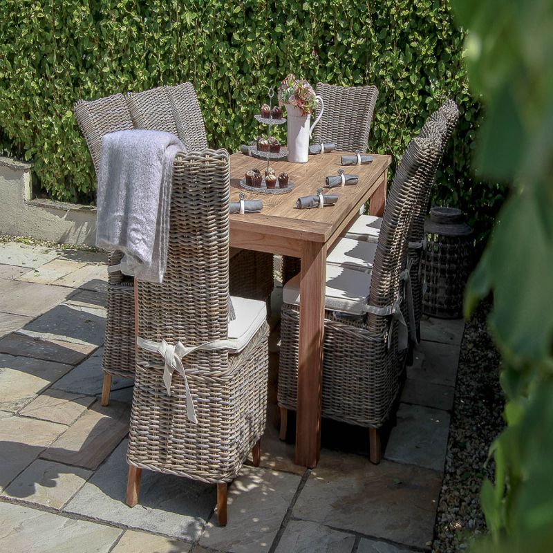 2m Reclaimed Teak Outdoor Open Slatted Table with 8 Latifa Chairs 