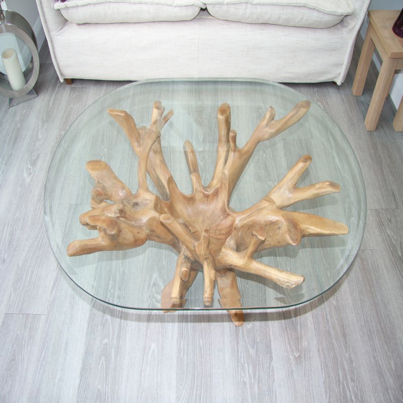1.2m Reclaimed Teak Root Oval Coffee Table