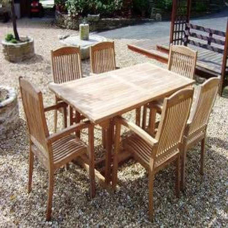 1.6m Teak Rectangular Pedestal Table with 6 Marley Chairs 