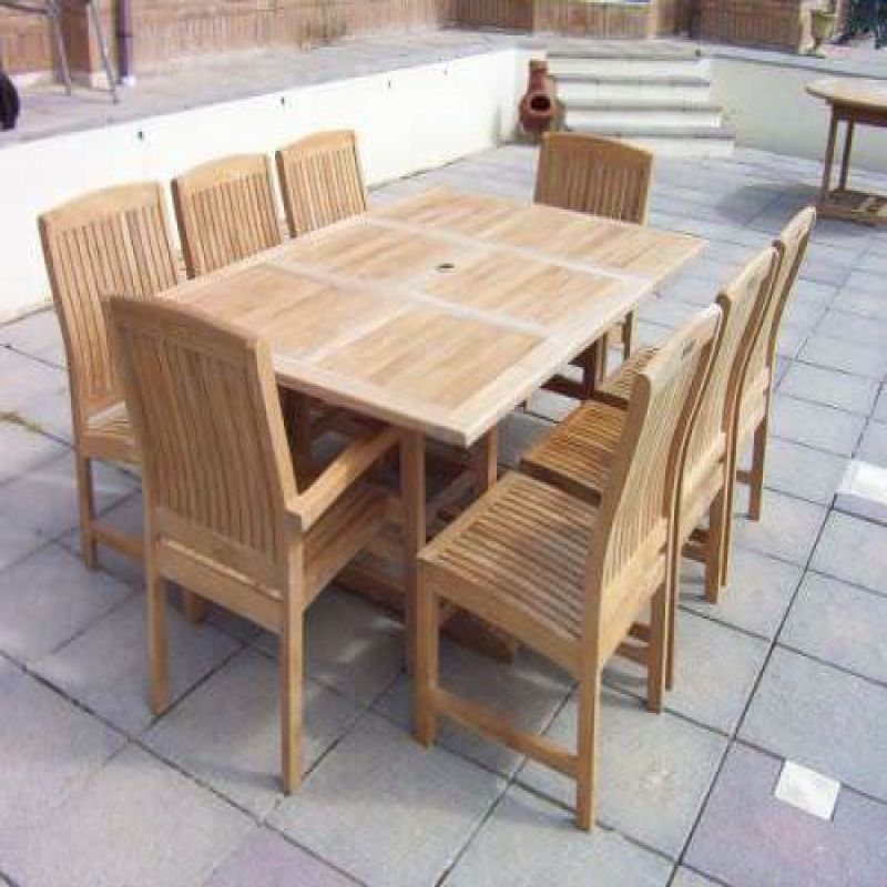 1.2m x 1.2m-1.8m Teak Square Extending Table with 6 Marley Chairs & 2 Marley Armchairs