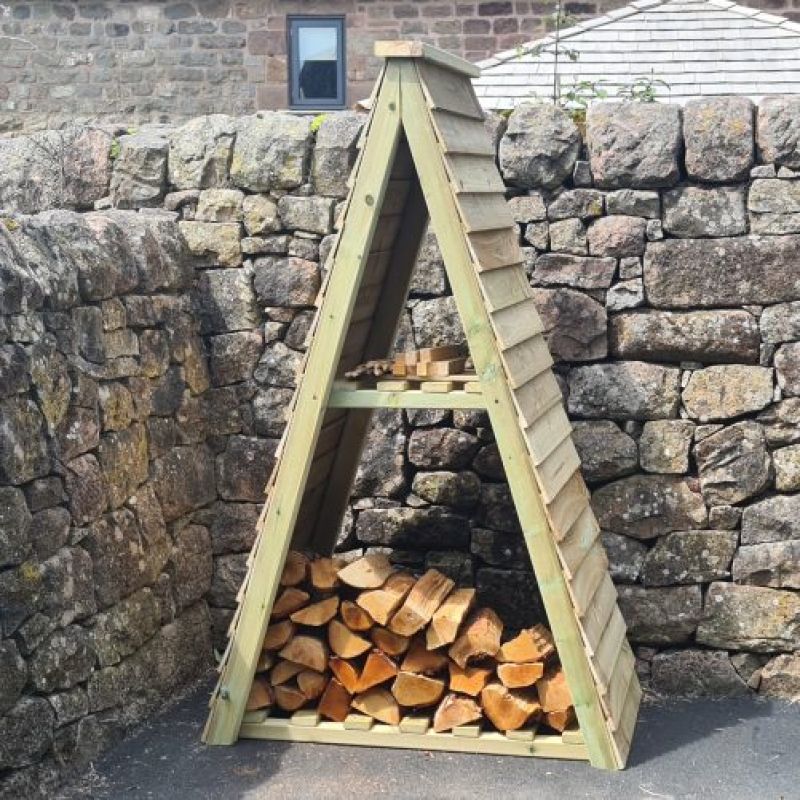 Hustyns Triangle Log Store with Shelf - 2 Sizes