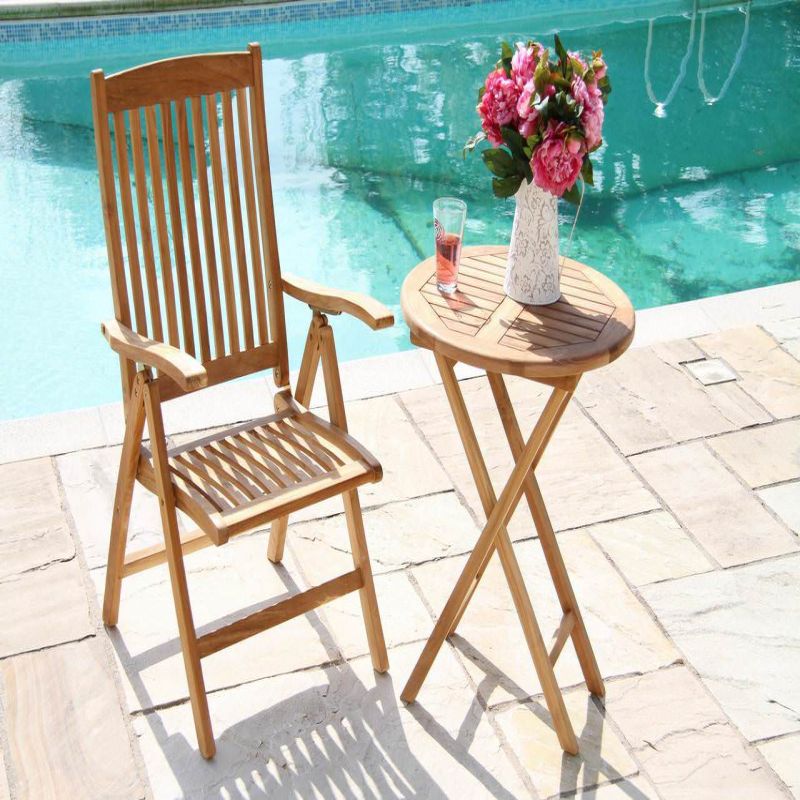 60cm Teak Circular Folding Table with 1 Harrogate Reclining Chair