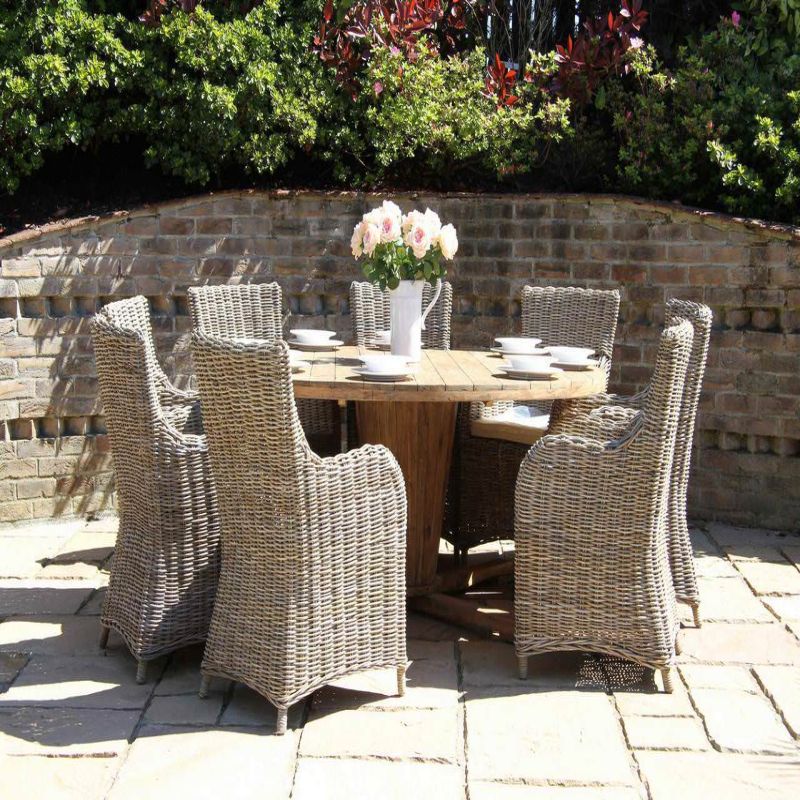 1.8m Reclaimed Teak Character Garden Table with 8 Donna Chairs