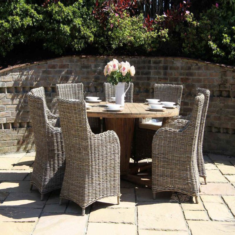 1.3m Reclaimed Teak Character Garden Table with 6 Donna Chairs