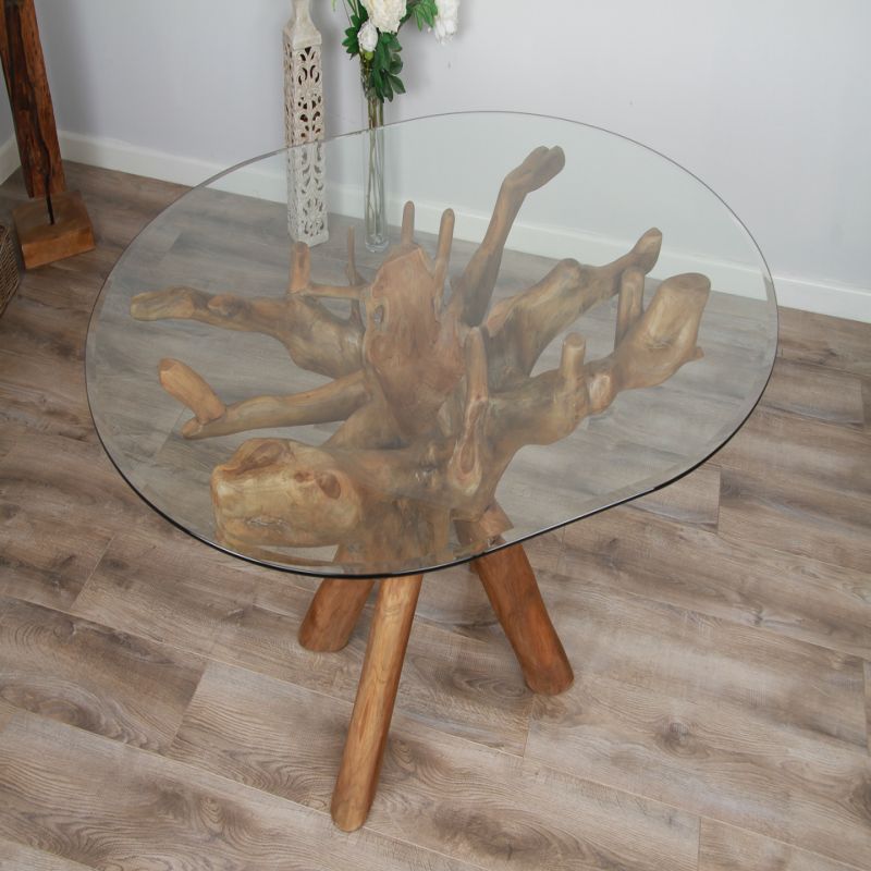 1.5m x 1.2m Reclaimed Teak Root Oval Dining Table
