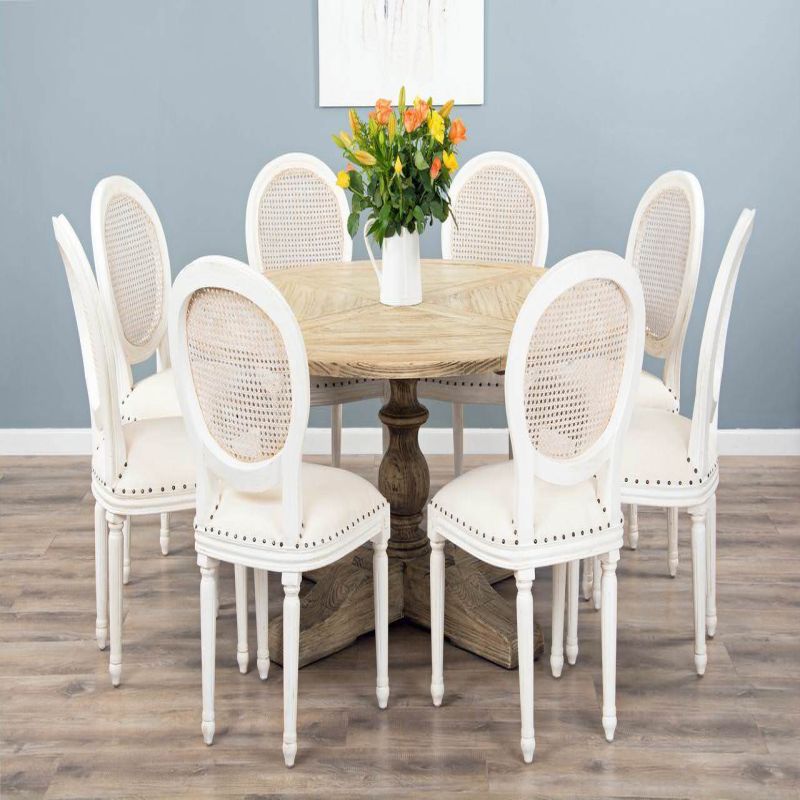 1.6m Farmhouse Pedestal Dining Table with 8 Ellena Chairs