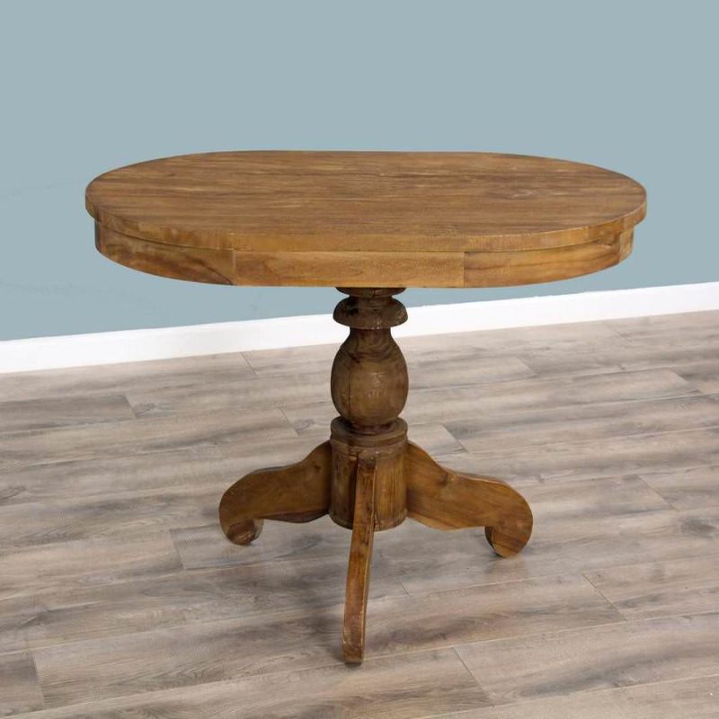 120cm x 80cm Reclaimed Teak Oval Pedestal Dining Table