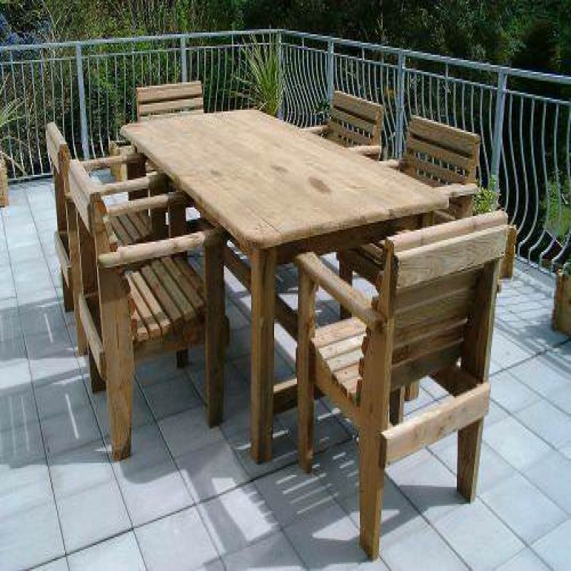 2.4m Douglas Fir Woodland Table with 6 Woodland Armchairs