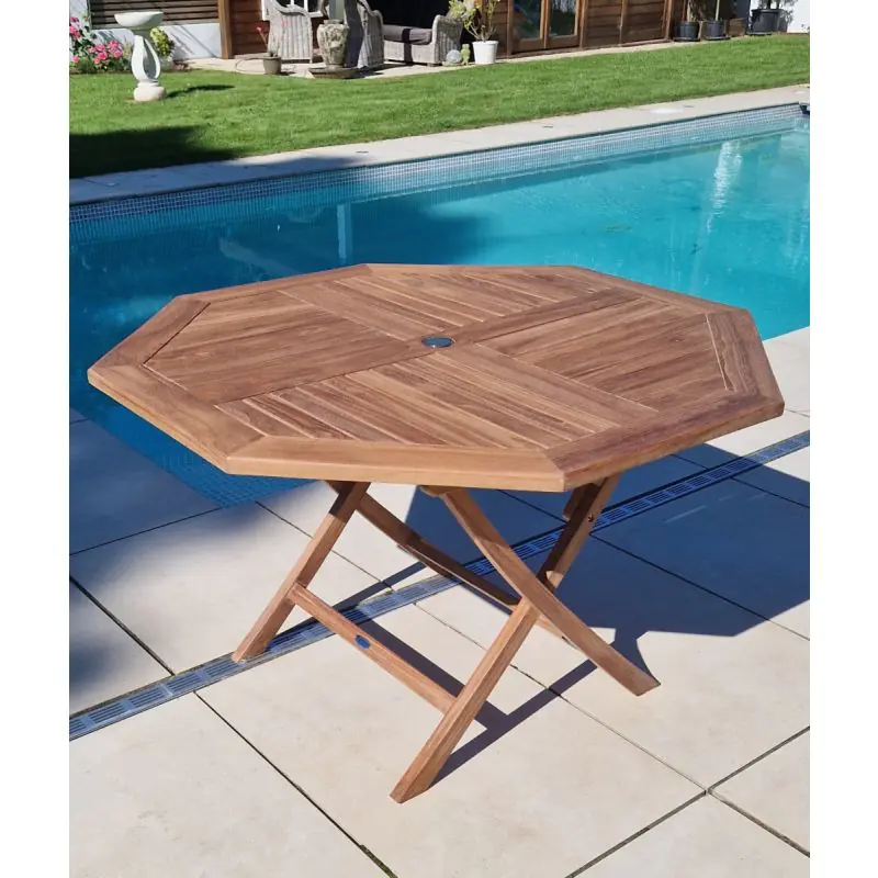 1.2m Teak Octagonal Folding Table