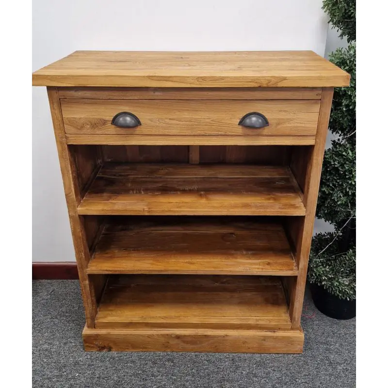 Reclaimed Teak Bookcase with Drawer