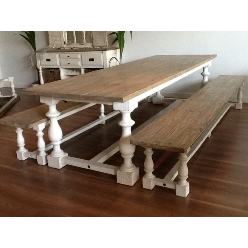 3m Ellena Dining Table with 2 Backless Benches