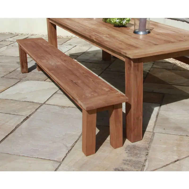 1.6m Reclaimed Teak Outdoor Open Slatted Backless Bench