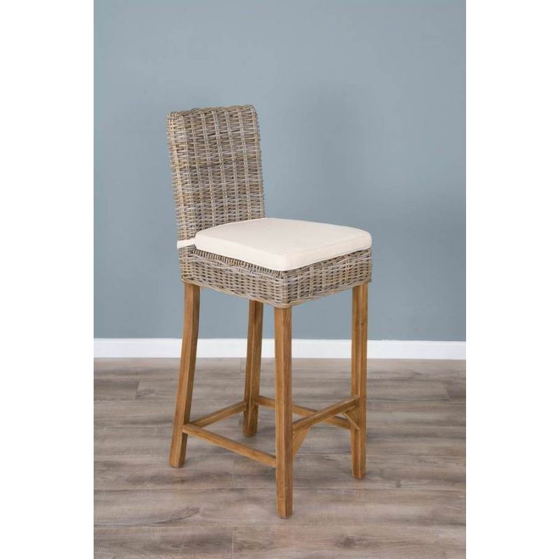 Kubu Grey Wicker Bar Stool