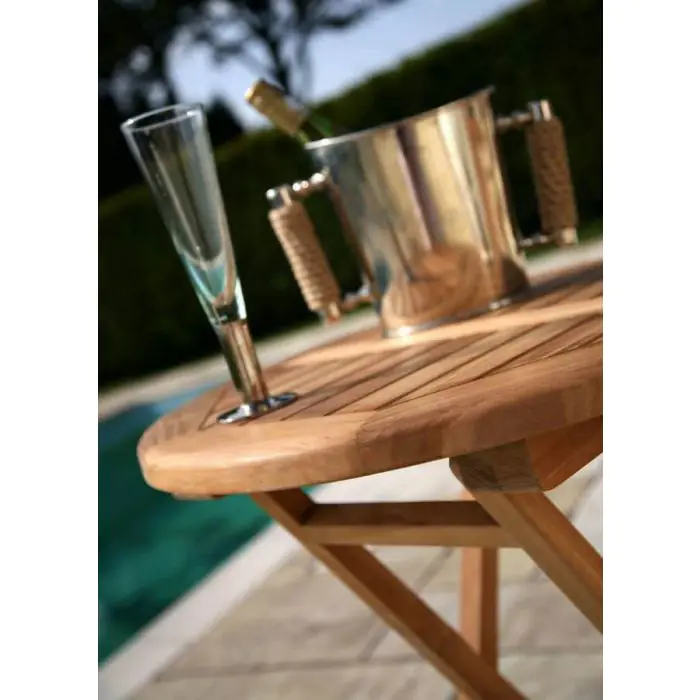 60cm Teak Circular Folding Table with 1 Harrogate Reclining Chair - 8