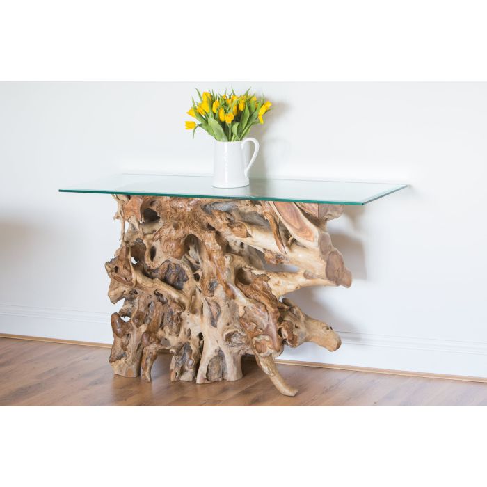 1.4m Reclaimed Teak Root Hall Table  - 6