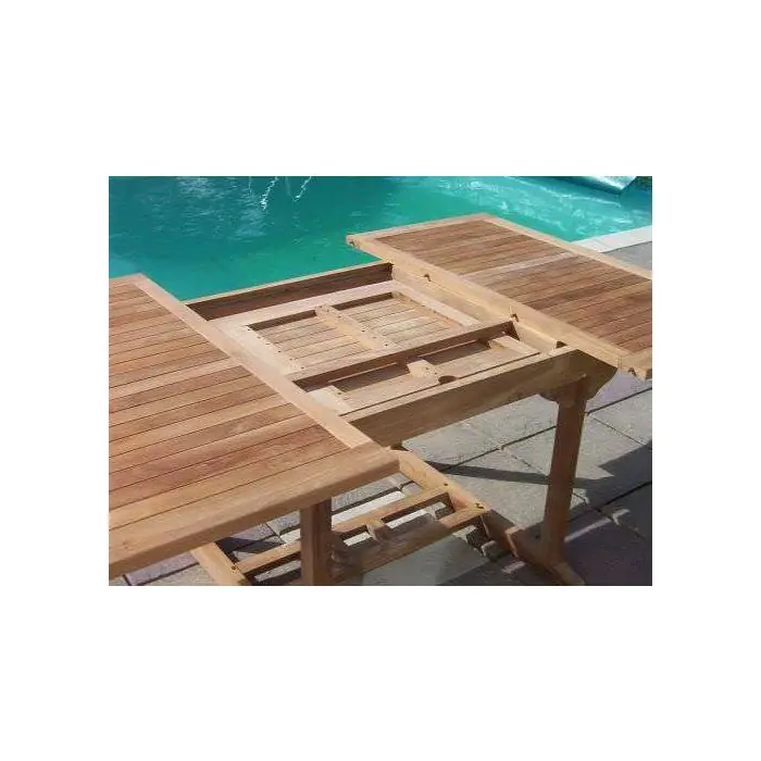 1.2m x 1.2m-1.8m Teak Square Extending Table with 6 Marley Chairs - 7