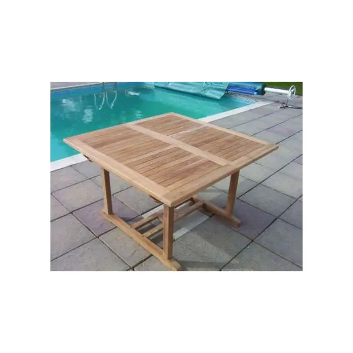 1.2m x 1.2m-1.8m Teak Square Extending Table with 6 Marley Chairs - 4