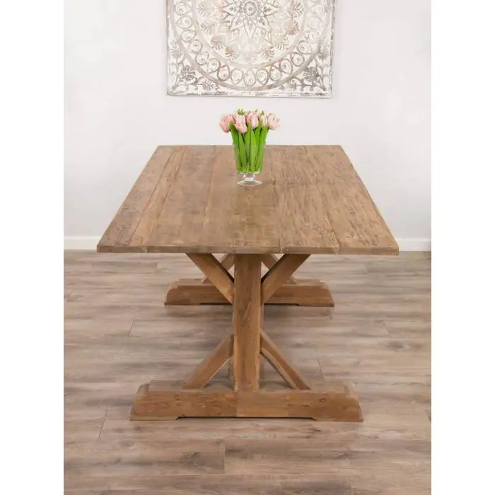 2m Reclaimed Teak Refectory Dining Table - 1