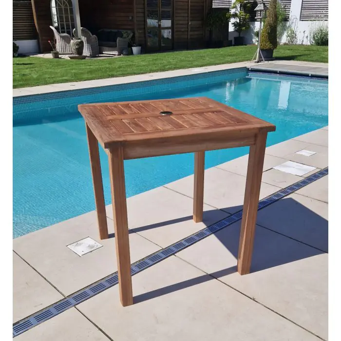 70cm Teak Square Fixed Table - 1