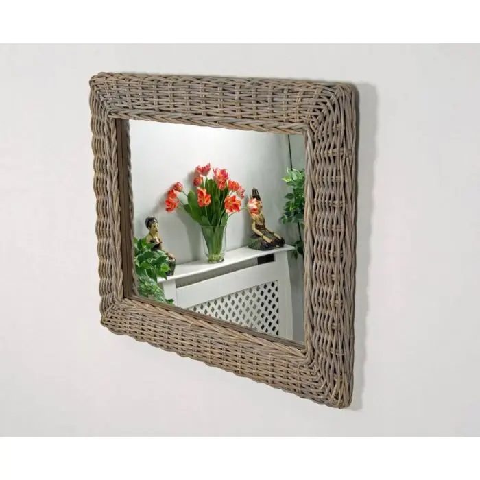 Natural Kubu Grey Wicker Mirror - Rectangular - 3